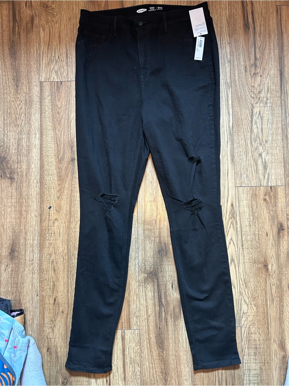 Old Navy Black Skinny Jeans with Knee Rips